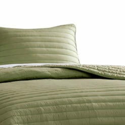 Buy 😍 Benzara Cabe 2 Piece Twin Comforter Set, Polyester Puffer Channel Quilted, Green ❤️ -Benzara Sales Store unnamed file 879