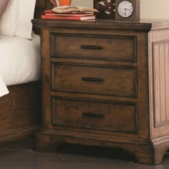 Best deal 👍 Benzara Wooden Nightstand With 3 Drawers With Bracket Leg Support, Brown 😍