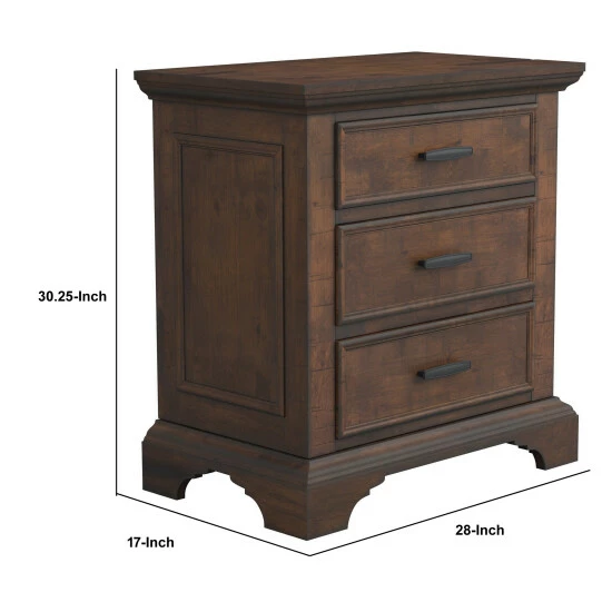 Best deal 👍 Benzara Wooden Nightstand With 3 Drawers With Bracket Leg Support, Brown 😍 7 Best deal 👍 Benzara Wooden Nightstand With 3 Drawers With Bracket Leg Support, Brown 😍 - Image 5