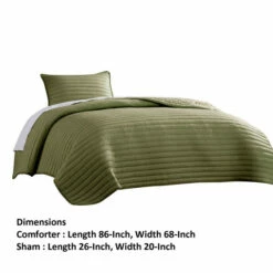 Buy 😍 Benzara Cabe 2 Piece Twin Comforter Set, Polyester Puffer Channel Quilted, Green ❤️ -Benzara Sales Store unnamed file 882