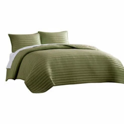 Cheapest 🔥 Benzara Cabe 3 Piece Queen Comforter Set, Polyester Puffer Channel Quilted, Green ⌛