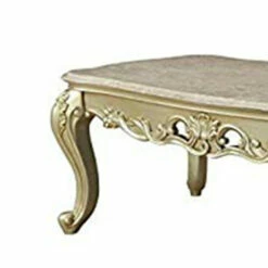 Flash Sale 🌟 Benzara Wooden Coffee Table With Decorative Polyresin Carvings And Marble Top, White 🎉 -Benzara Sales Store unnamed file 8925