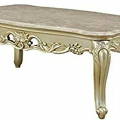 Flash Sale 🌟 Benzara Wooden Coffee Table With Decorative Polyresin Carvings And Marble Top, White 🎉 -Benzara Sales Store unnamed file 8926