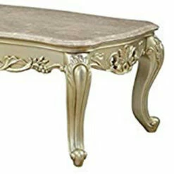Flash Sale 🌟 Benzara Wooden Coffee Table With Decorative Polyresin Carvings And Marble Top, White 🎉 -Benzara Sales Store unnamed file 8927