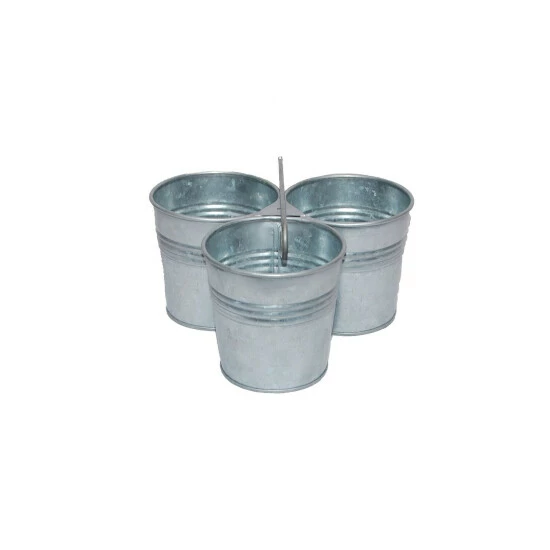 Deals 🥰 Benzara Galvanized Metal Cutlery Holder With Three Buckets And Ring Holder, Gray 🛒 5 Deals 🥰 Benzara Galvanized Metal Cutlery Holder With Three Buckets And Ring Holder, Gray 🛒 - Image 3