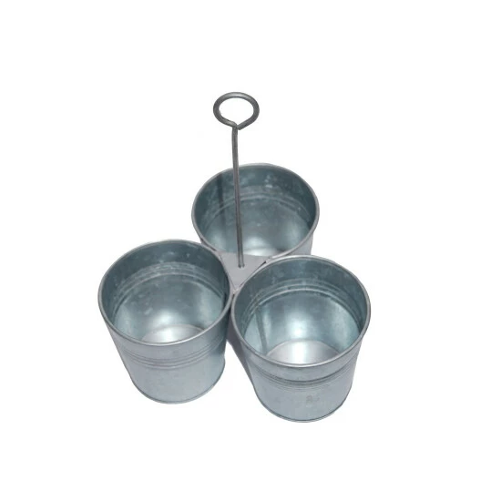 Deals 🥰 Benzara Galvanized Metal Cutlery Holder With Three Buckets And Ring Holder, Gray 🛒 6 Deals 🥰 Benzara Galvanized Metal Cutlery Holder With Three Buckets And Ring Holder, Gray 🛒 - Image 4