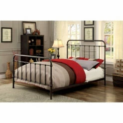Best deal ✔️ Benzara Metal Twin Size Platform Bed With Headboard & Footboard, Deep Bronze ✨