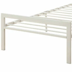 Outlet ❤️ Benzara Metal Frame Twin Bed With Leather Upholstered Headboard White 🤩 -Benzara Sales Store unnamed file 9079