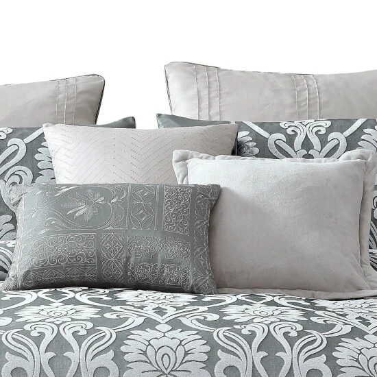 Best reviews of ⌛ Benzara Emma 10 Piece Polyester King Comforter Set, Gray Silver Velvet Damask Print 😉 6 Best reviews of ⌛ Benzara Emma 10 Piece Polyester King Comforter Set, Gray Silver Velvet Damask Print 😉 - Image 4