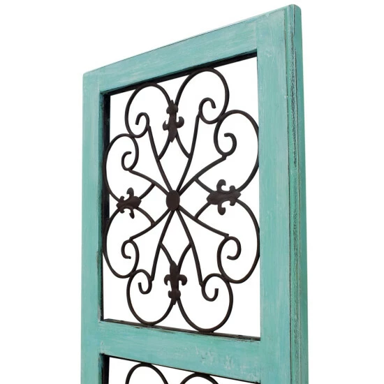 Promo ๐ Benzara Traditional Mango Wood Framed Wall Panel With Metal Scroll Work Details, Green And Brown ๐ 7 Promo ๐ Benzara Traditional Mango Wood Framed Wall Panel With Metal Scroll Work Details, Green And Brown ๐ - Image 6