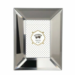 Buy 👍 Benzara Wooden Picture Frame With Beveled Glass Borders, White And Gray 🥰