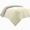 Discount 🎁 Benzara Beth Reversible Microfiber King Comforter, Squared Stitching, Ivory, Beige 🥰
