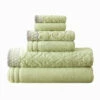 Discount 🔥 Benzara Noa 6 Piece Soft Egyptian Cotton Towel Set, Solid Damask Trim, Green 👏 -Benzara Sales Store unnamed file 975