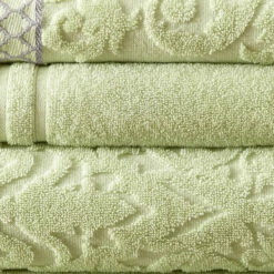 Discount 🔥 Benzara Noa 6 Piece Soft Egyptian Cotton Towel Set, Solid Damask Trim, Green 👏 -Benzara Sales Store unnamed file 977